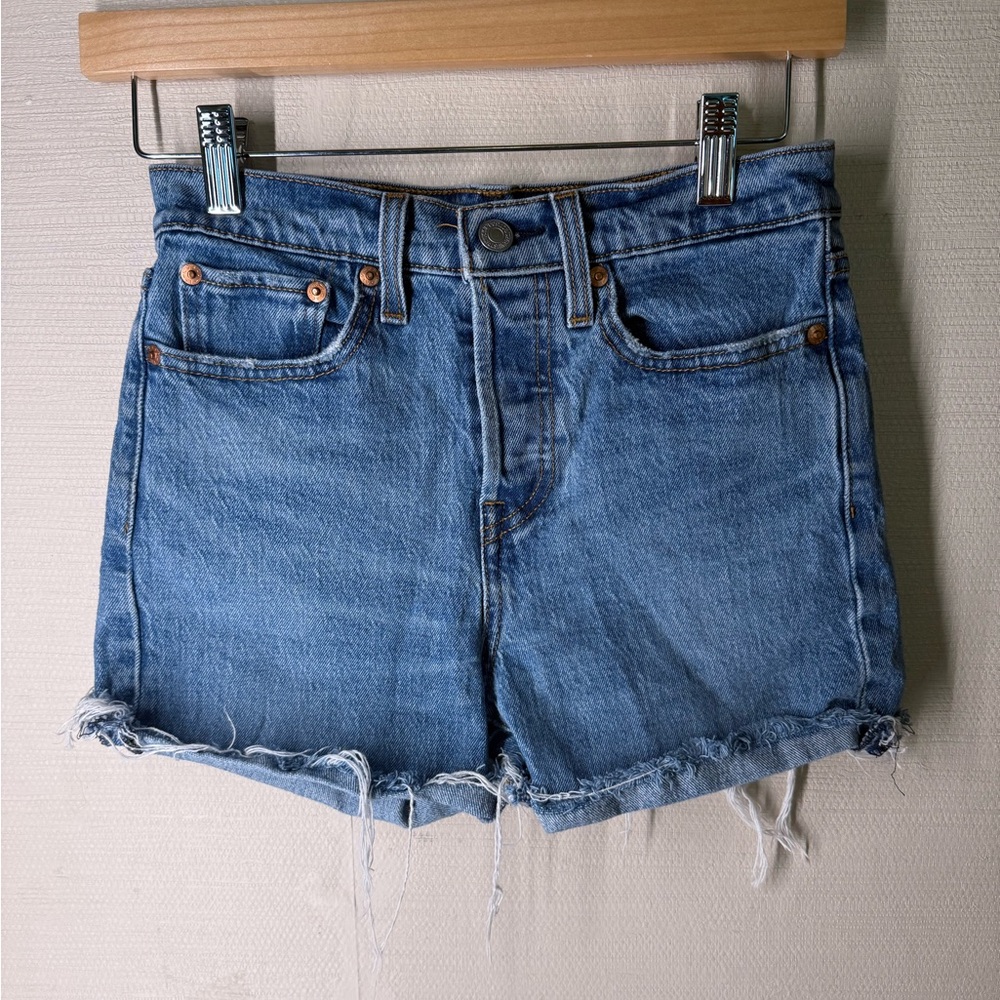 Levi's Blue Jean Shorts with Frayed Hem